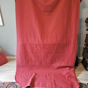 Signoria Difirenze Box Stitch Coverlet Made In Italy Burnt Orange Color Twin Sz
